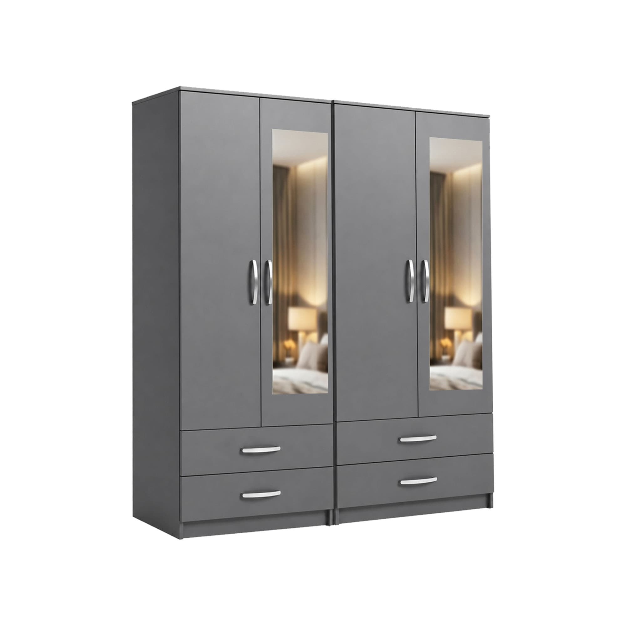 Double Gents Wardrobe in Grey with mirror