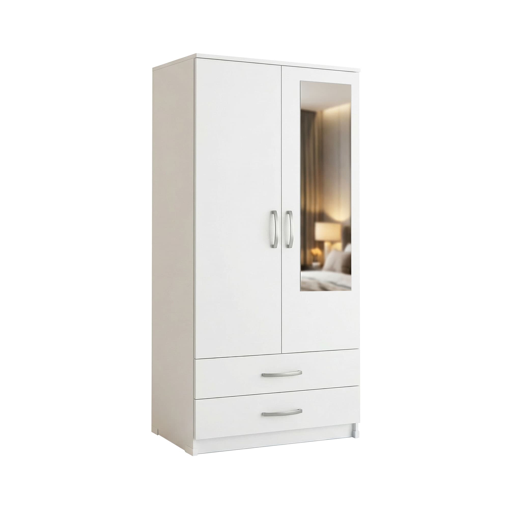 Gents Wardrobe in White with mirror